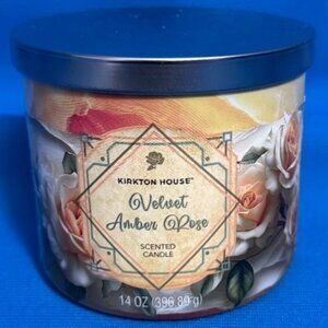 BRAND NEW ~ VELVET AMBER ROSE SCENTED CANDLE ~ 3 WICK ~ 14 OZ ~ SMELLS AMAZING!!